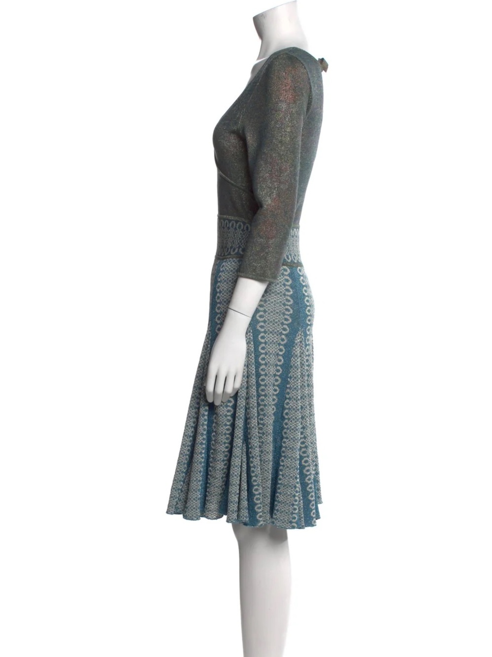 Zac Posen Blue Printed Midi Dress - Picture 3 of 11